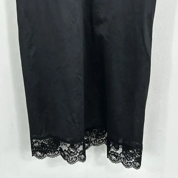 Vintage Sliperfection Slip Dress Size 38 Black Lace Trim Adjustable Straps Sexy - Picture 4 of 11